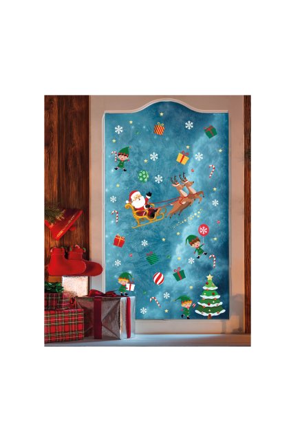 Santa vánoční samolepky na okna - elektrostatické