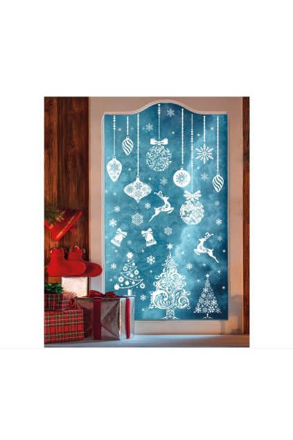 Bílé vánoční samolepky na okna - elektrostatické