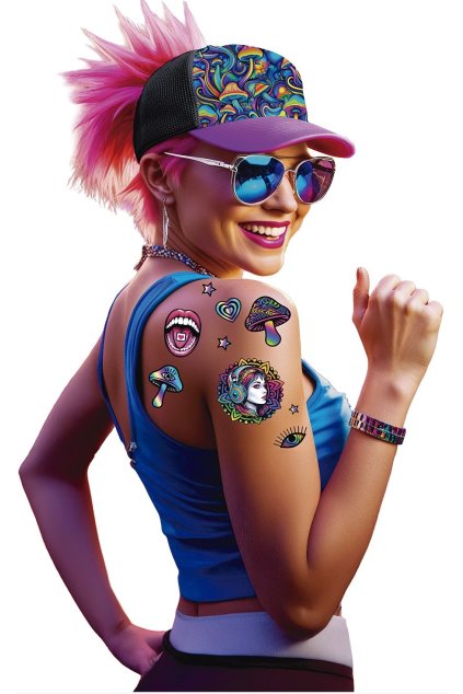 Psychedelic shrooms - párty sada falešných tetování