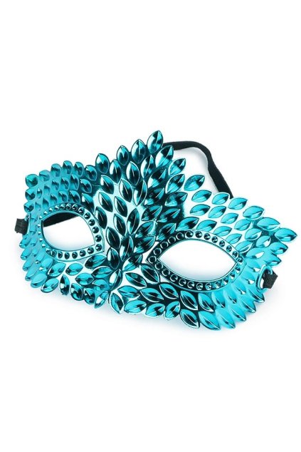 Tyrkysová karnevalová maska - designová