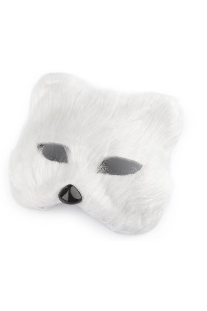 Maska kočka -chlupatá bílá