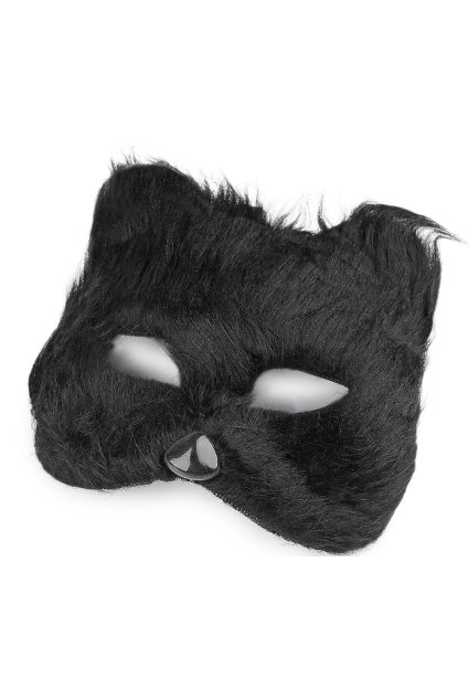 Maska kočka - chlupatá černá
