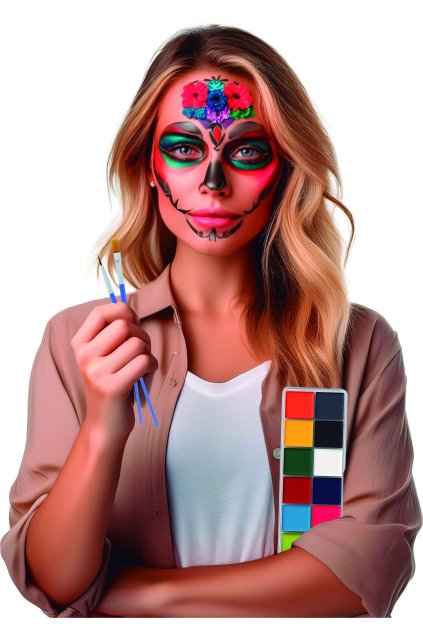 Make-up sada 12ti barev a 2 štětců