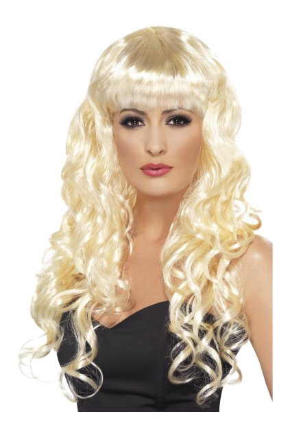 Blond dlouhá kudrnatá paruka s ofinou - Siren