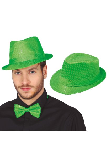 Párty klobouk s flitry neonově zelený