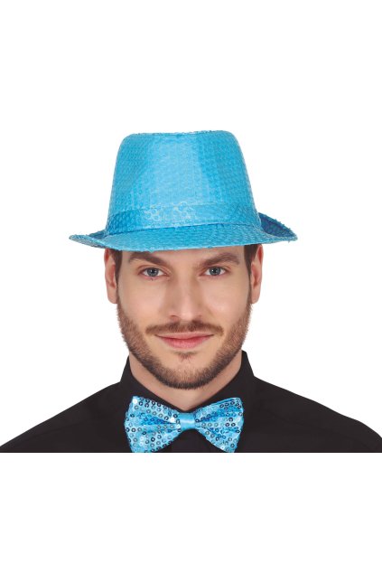 Světle modrý flitrovaný motýlek