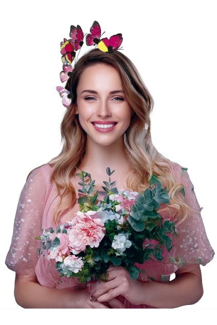 Čelenka s motýly - růžová