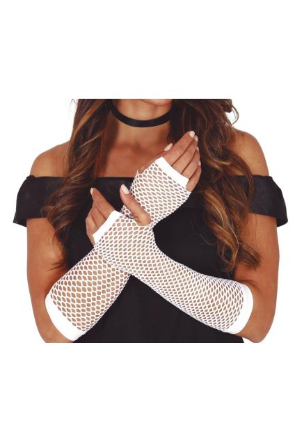 Síťované rukavice bílé