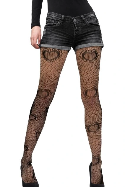 Dámské síťované punčochy - Srdce