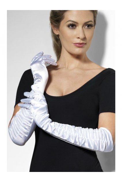 Bílé dlouhé rukavice