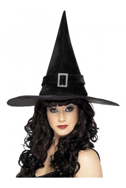 Černý čarodějnický klobouk se sponou