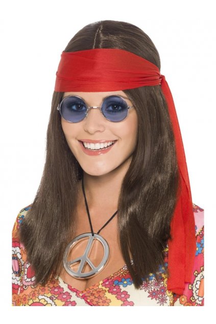 Dámská sada Hippies - paruka, brýle, medailon, šátek