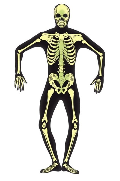 Celotělový overal kostlivec - svítící ve tmě