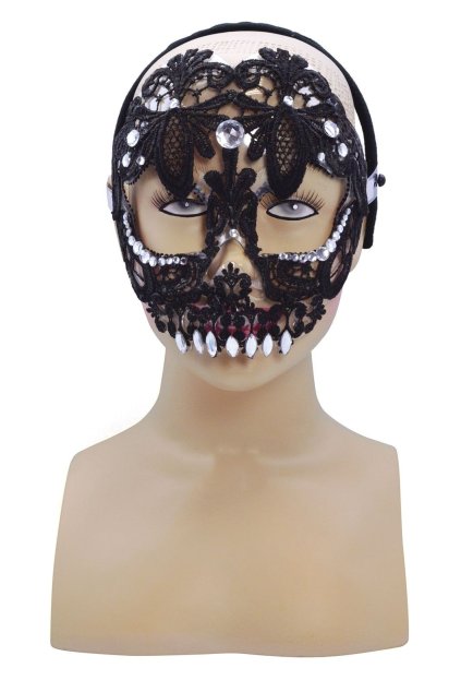 Černá krajková maska - Muerte - Den mrtvých (Day of the Dead)