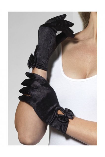 Elegantní rukavičky s mašlí - černé