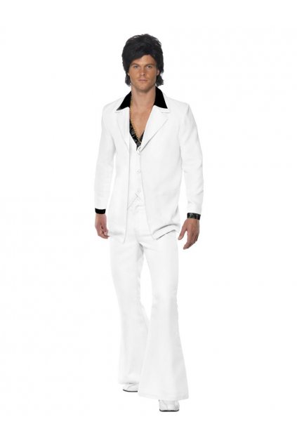 Bílý pánský oblek ve stylu 70. léta