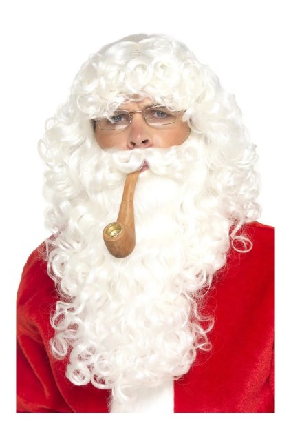 Sada Santa - paruka, vousy, brýle, fajfka