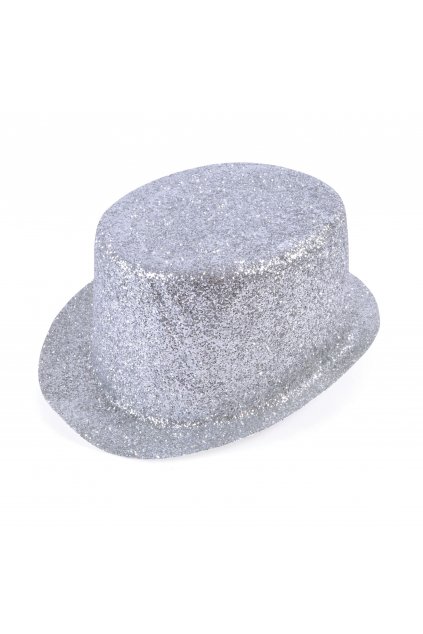 Párty klobouk - cylindr stříbrný