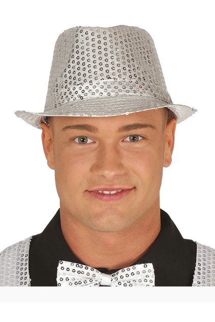 Párty klobouk s flitry stříbrný