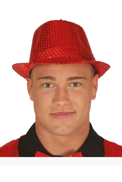Párty klobouk s flitry červený