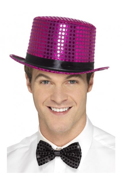 Růžový flitrovaný klobouk