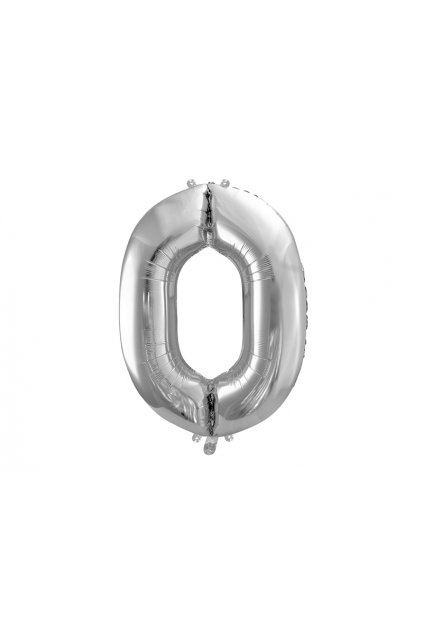 Fóliový balónek číslo 0 - stříbrný 86cm