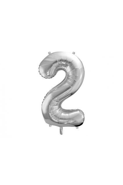 Fóliový balónek číslo 2 - stříbrný 86cm