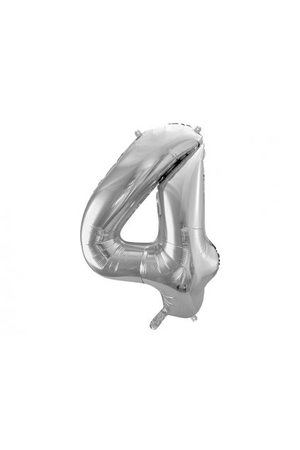 Fóliový balónek číslo 4 - stříbrný 86cm