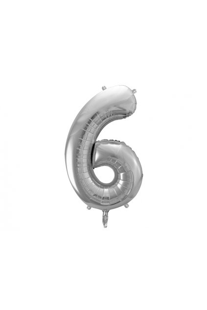 Fóliový balónek číslo 6 - stříbrný 86cm