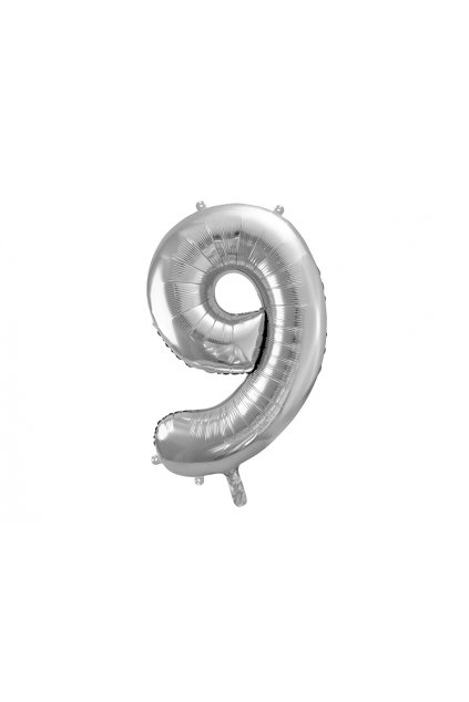 Fóliový balónek číslo 9 - stříbrný 86cm