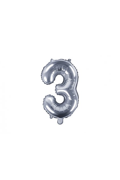 Fóliový balónek číslo 3 - stříbrný 35cm