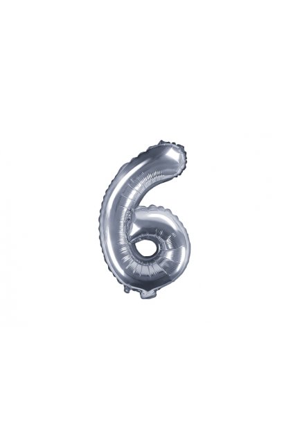 Fóliový balónek číslo 6 - stříbrný 35cm