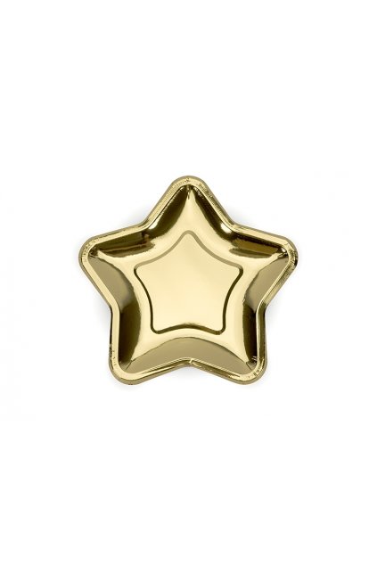 Papírový talíř hvězda - zlatá