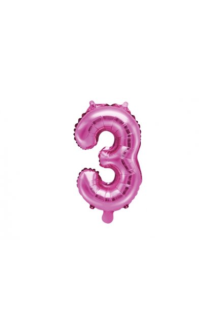Balónek fóliový narozeniny číslo 3 - růžový