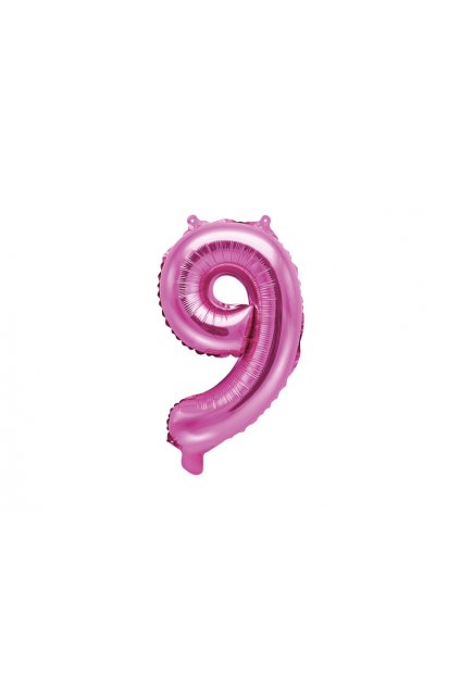 Balónek fóliový narozeniny číslo 9 - růžový