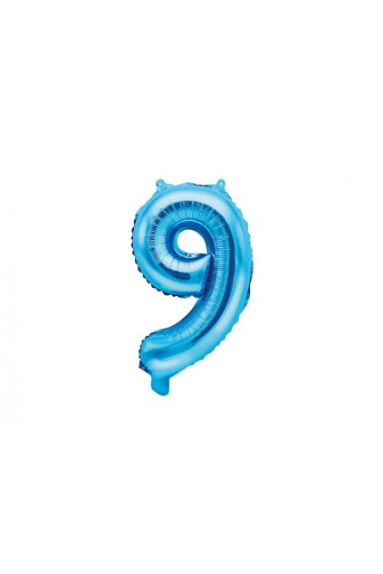 Balónek fóliový narozeniny číslo 9 - modrý