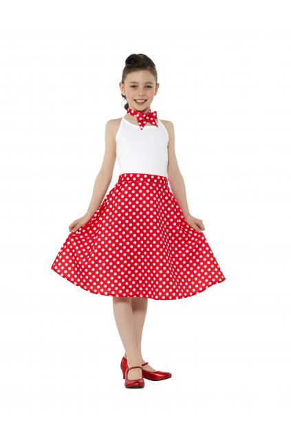 Dětská sukně s šátkem - červená s putíky - Polka Dot