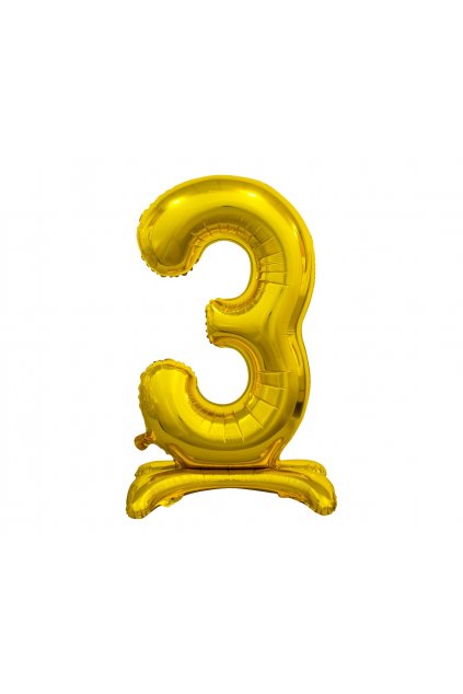 b c standing foil balloon digit 3 gold 74 cm