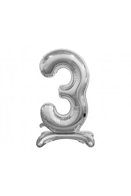 b c standing foil balloon digit 3 silver 74 cm