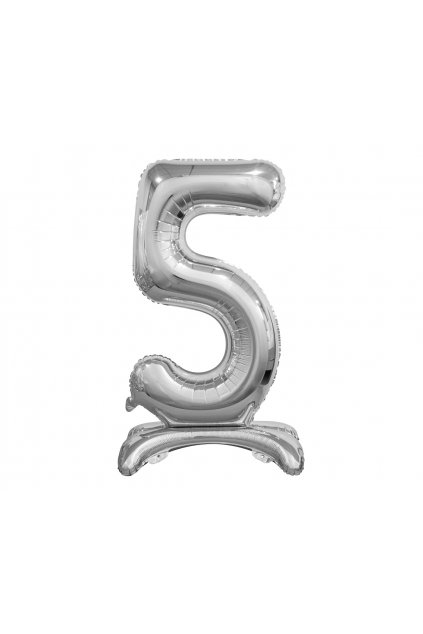 b c standing foil balloon digit 5 silver 74 cm