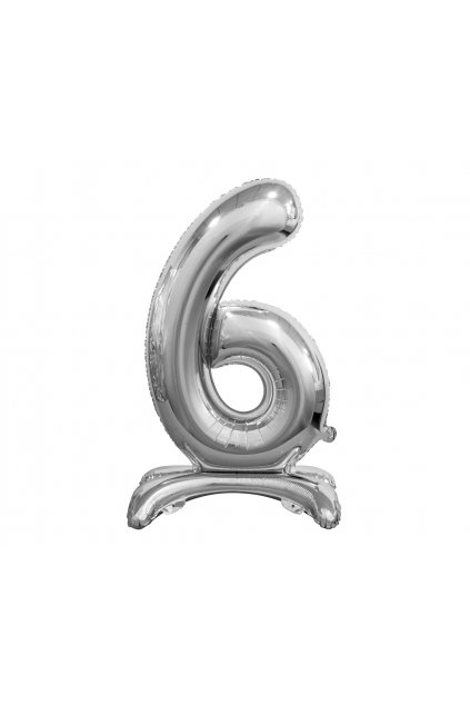 b c standing foil balloon digit 6 silver 74 cm