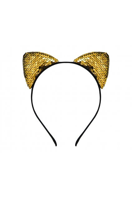 headband cat with sequins gold