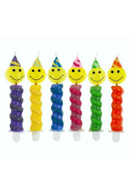 candle smilies with hats 6 pcs