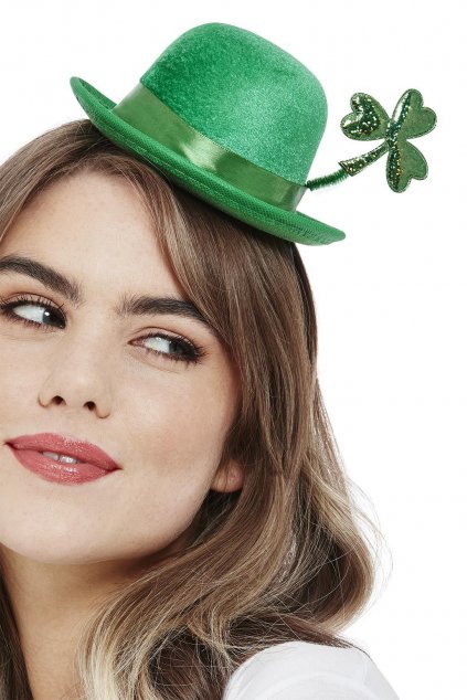 Zelená mini buřina s velkým čtyřlístkem - Saint Patrick's Day