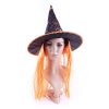 Klobouk čarodějnice s vlasy - oranžový