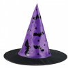 Dětský klobouk čarodějnice - fialový  s netopýry