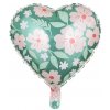 Květinové srdce fóliový balónek 45cm