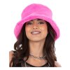 Růžový retro chlupatý klobouk 90. léta - Bucket Hat