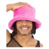 Růžový retro chlupatý klobouk 90. léta - Bucket Hat