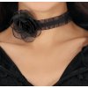 Černý krajkový náhrdelník s růží - choker